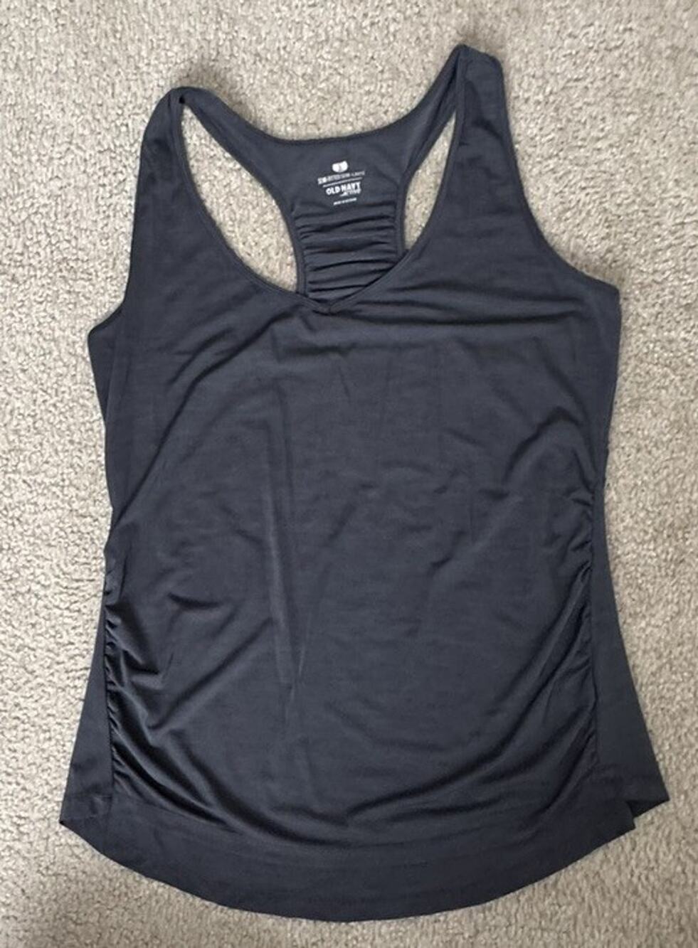 Old Navy Active Women Large Charcoal Gray Ruched Racerback Tank Top Workout Yoga